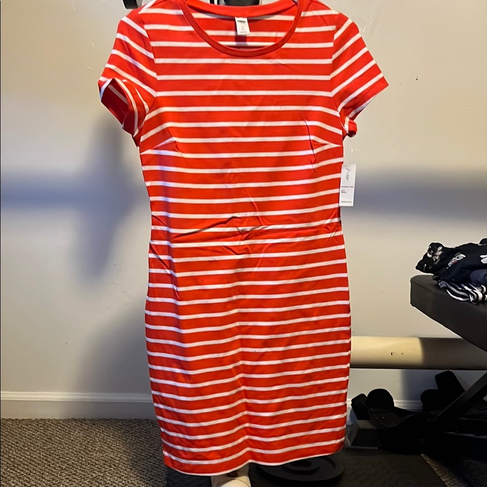 Orange and White Striped Dress